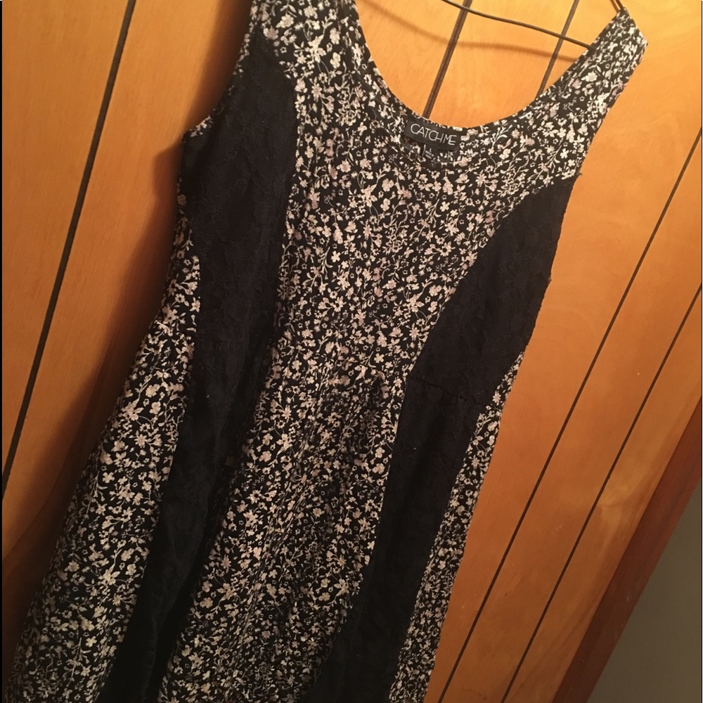 Vintage Black and White Floral Mini Dress